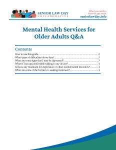 Table of Contents for Mental Health Services Q&A.